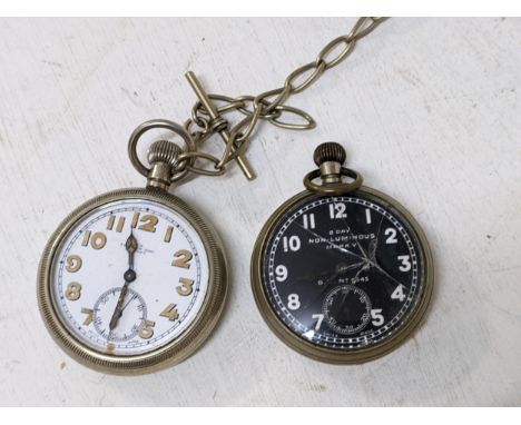 A military pocket watch engraved with A and an arrow, and a Nix pocket watchLocation: 