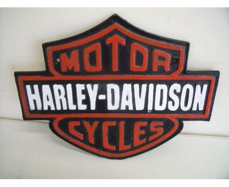 Reproduction cast metal Harley Davidson motorbike sign 