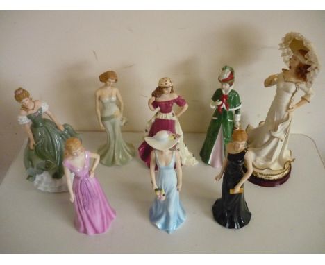 Group of eight ceramic ladies including Lucerne limited edition collection 