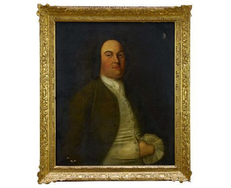 English School, 18th century, oil on canvas - portrait of Sir Gilbert Blane of Blanefield, 75cm x 64cm, in carved gilt wood f