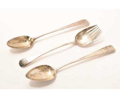 George III provincial silver Old English pattern serving spoon, with engraved initials (Newcastle 1819/20) George Samuel Lewi