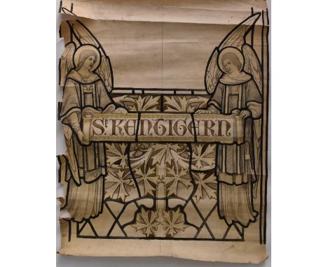 Pre-Raphaelite stained glass designs on paper for James Powell &amp; Sons, the first for Carlisle Cathedral, 'St Kentigern', 