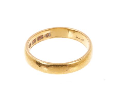 22ct gold wedding ring, size K½.Weighs approximately 3.45 grams