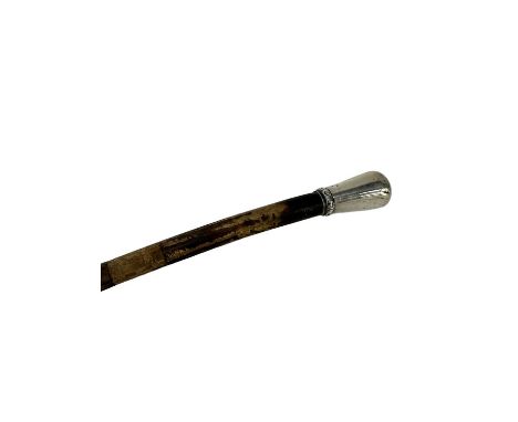 Late 19th/early 20th century silver mounted elephant tail swagger stick, the silver marks rubbed, makers mark G.L, probably G