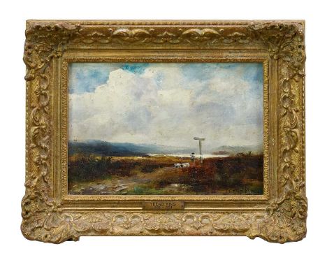 Henry John Yeend King (1855-1924) oil on board - Moorland Landscape, signed, 17.5cm x 25.5cm, in gilt frame Basically ready t