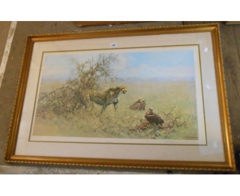 David Shepherd: a gilt framed signed limited edition coloured print entitled 'The Scavengers'