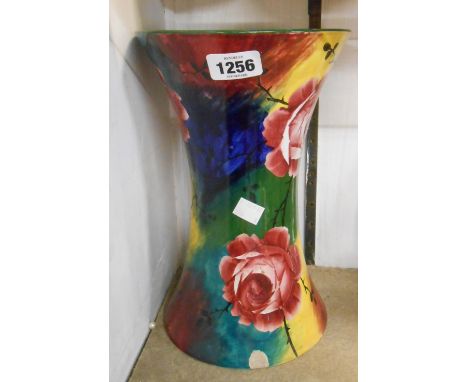 An early 20th Century Wemyss pottery vase of flared cylindrical form decorated in the Jazzy pattern with dog roses - hairline
