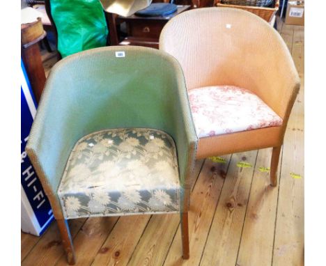A Loom style tub chair with green finish - sold with a similar commode chair
