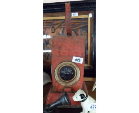 A vintage Kenyons Akenco metal road lamp with original paint and red bull's-eye lenses