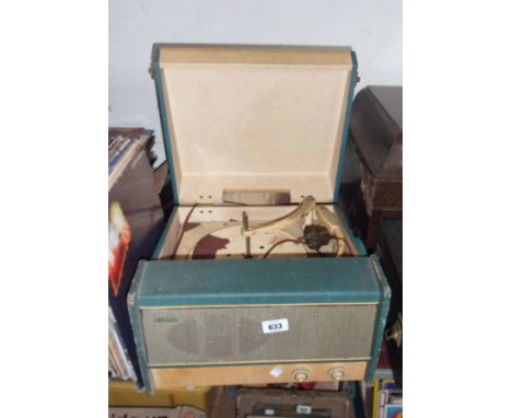 A vintage Cossor portable record player - worn condition