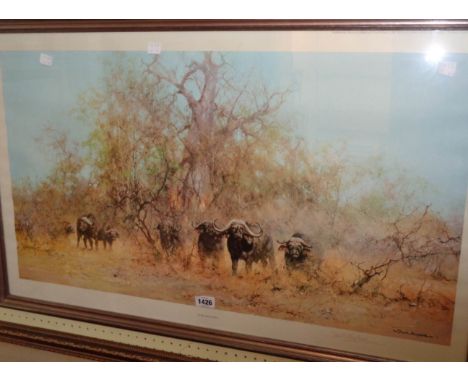 David Shepherd: a framed signed limited edition coloured print entitled 'In the thick stuff'