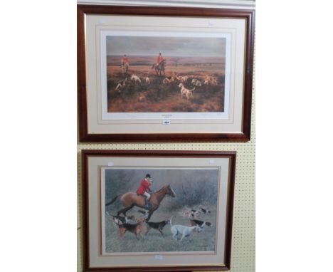 Graham Isom: a framed signed limited edition large format coloured hunting print entitled 'A find in the deer park (The Exmoo