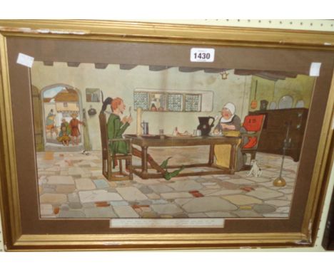 Cecil Aldin: a gilt framed coloured print 'Jack Sprat' - folds and marks