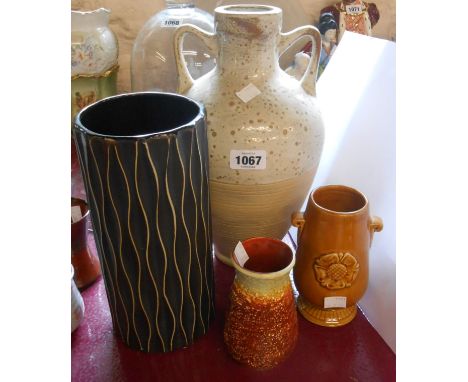 A small selection of pottery vases including Prinknash, SlyvaC, etc.