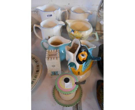 A quantity of assorted ceramic items including Sandygate gurgle jug, Carlton china St Leonards tower, Newton Abbot, etc.