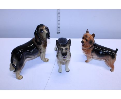 Three Cooper craft ceramic dog figures 