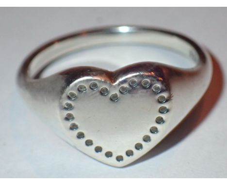 Genuine Pandora silver heart ring size 58