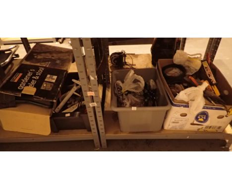 Four boxes of mixed garageware to include tools etc 