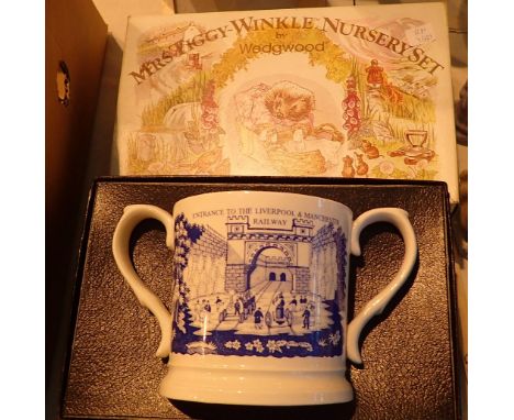 Mrs Tiggy Winkle Wedgwood nursery set and vintage style two handle mug