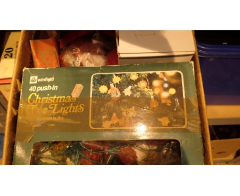 Box of vintage Christmas decorations 