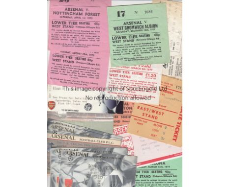 ARSENAL     Nineteen home tickets 1971 - 2002 including v WBA and Nottm. Forest 71/2, West Ham 72/3, Ipswich, 73/4 Barcelona 