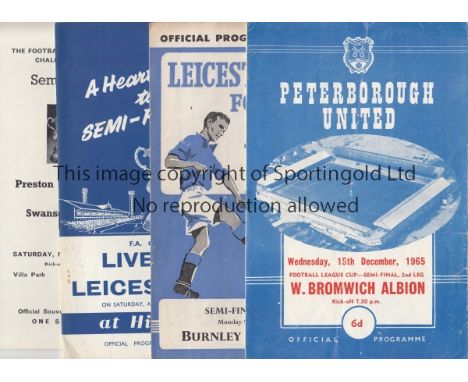 CUP SEMI-FINALS   Ten programmes, all Semi-Finals, 1 x League Cup, Peterborough v West Brom 15/12/65 9team changes) and 9 x F