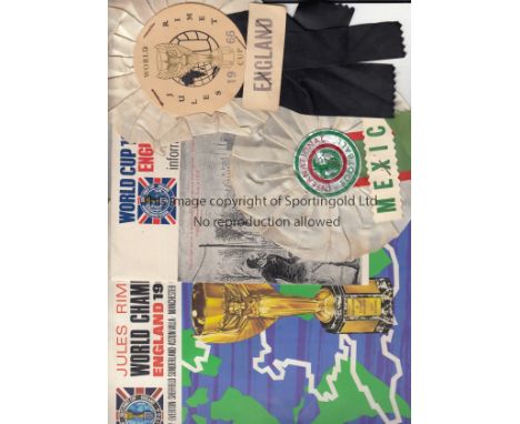 WORLD CUP 66  Tournament programme for the 1966 World Cup (team filled in for England v Uruguay) plus two World Cup 66 Rosett