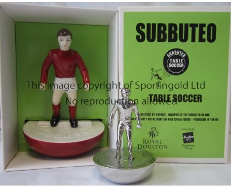 SUBBUTEO       A boxed limited edition 6" Royal Doulton ceramic Subbuteo player in red shirt and socks and white shorts repre