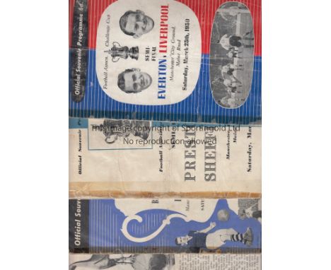 CUP SEMI-FINALS   Five Cup Semi-Final programmes, Everton v Liverpool 49/50 at Maine Road (tape on spine, creased, score note