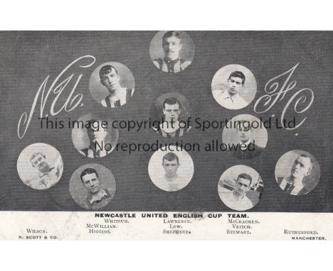 NEWCASTLE UNITED      A black & white portrait postcard, N.U.F.C. Newcastle United English Cup team from the early 1900's iss