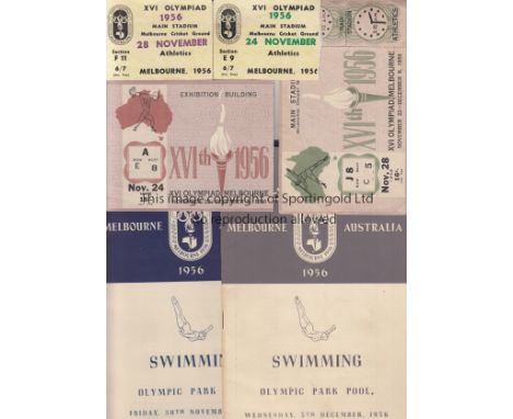 MELBOURNE OLYMPICS 1956    Two Swimming programmes from the 1956 Melbourne Olympic Games, 30/11/56 and 5/12/56 plus Athletics