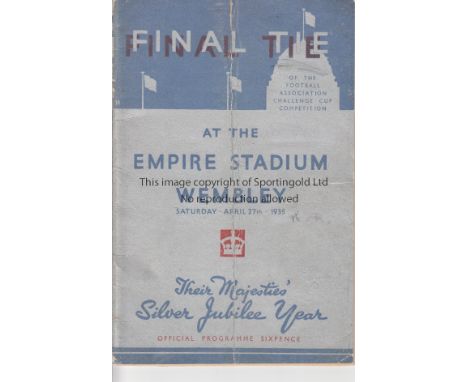 1935 FA CUP FINAL     Official programme, 1935 FA Cup Final, Sheffield Wednesday v West Brom, Silver Jubilee special cover, v