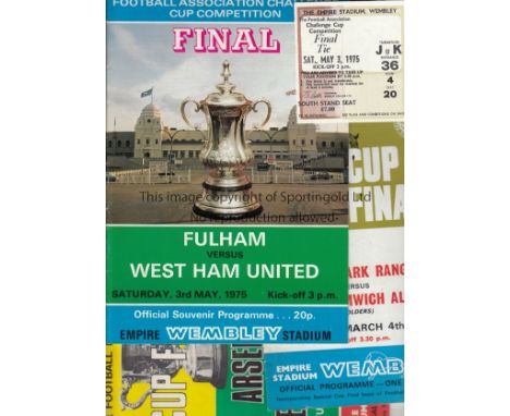 CUP FINAL PROGRAMMES     Six programmes and a ticket for the 1975 FA Cup Final. Programmes: FA Cup Final 1968, 1970, 1973 and