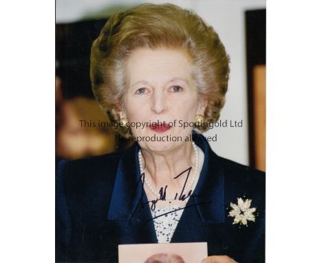 MARGARET THATCHER AUTOGRAPH      A 10" x 8" colour portrait photograph hand signed in black marker pen by the former Prime Mi