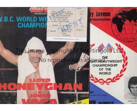 BOXING AT WEMBLEY    Nine programmes and four tickets for boxing at Wembley, programmes are Foster v Finnegan 26/9/72, Magri 