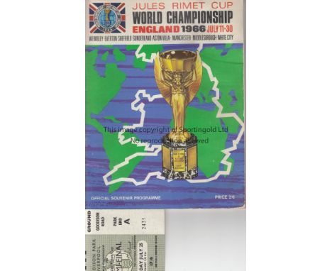 1966 WORLD CUP    Official tournament programme, 1966 World Cup ( scores, teams completed, some creasing) plus match ticket (