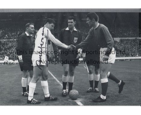 DON MEGSON 1966         B/W 12” x 8” photo, of Sheffield Wednesday captain Don Megson shaking hands with his Everton counterp