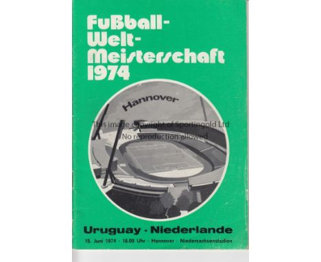 WORLD CUP 1974         Official programme (Green) Uruguay v Holland in Hannover 15th June 1974. This was an official programm