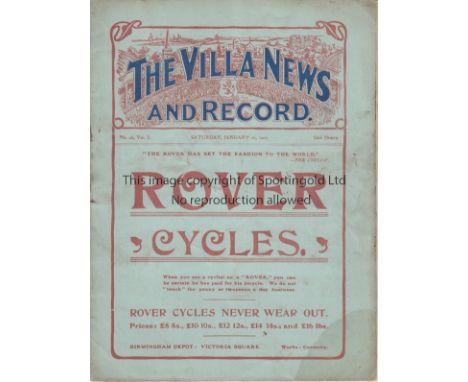 ASTON VILLA - EVERTON 1906-07   Aston Villa home programme v Everton, 26/1/1907, Villa volume 1 programme, not ex bound volum