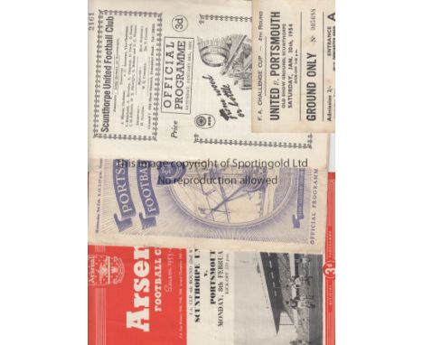 SCUNTHORPE - PORTSMOUTH 54   Three programmes and a ticket from the Cup tie between Scunthorpe and Portsmouth 53-4, programme