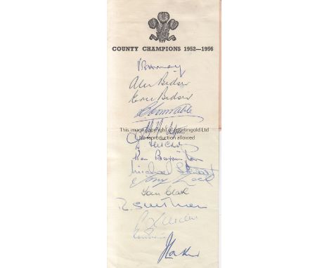 SURREY CCC AUTOGRAPHS 1952-1956      A sheet of paper, headed County Champions 1952-1956 signed by 13 Surrey players includin