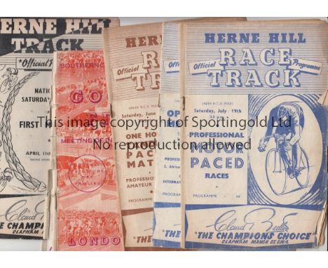 CYCLING   Collection of ten Cycling Race meetings programmes, held at Herne Hill track 1952-62 including Professional Motor P