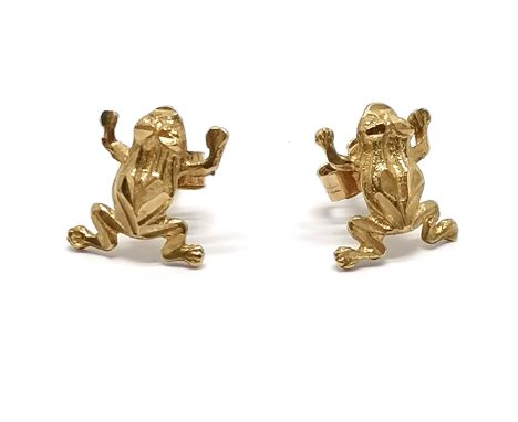 Unmarked gold frog stud earrings - 9mm &amp; 1g