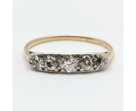 Antique indistinctly marked gold 5 stone diamond ring - size O &amp; 1.5g total weight in original Ashford &amp; Davis (Kilbu