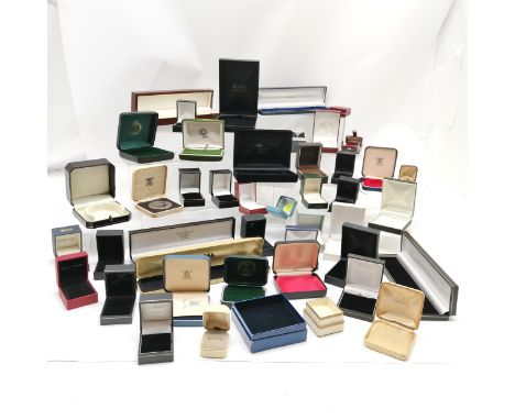 Qty of vintage &amp; used mostly jewellery / watch boxes inc Oriosa, Michael A Greene (Sydney), D Russell (London) etc