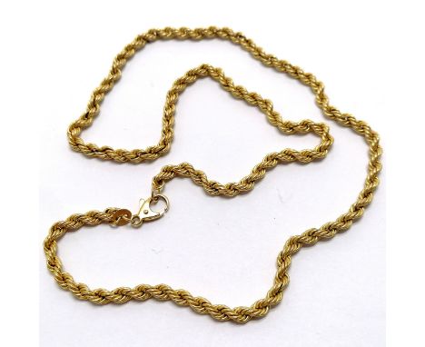 9ct hallmarked gold rope twist 46cm neckchain - 6.4g - SOLD ON BEHALF OF THE NEW BREAST CANCER UNIT APPEAL YEOVIL HOSPITAL