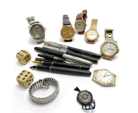 Omega automatic geneve gold plated wristwatch (34mm case) with day / date aperture - glass cracked and loose and wear to case