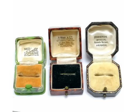 3 x antique ring boxes - Bravingtons (London), W Wray (Plymouth) &amp; Johnston (Armagh)