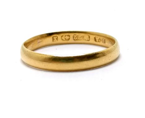 Antique 22ct hallmarked gold band ring - size P &amp; 2.5g - SOLD ON BEHALF OF THE NEW BREAST CANCER UNIT APPEAL YEOVIL HOSPI