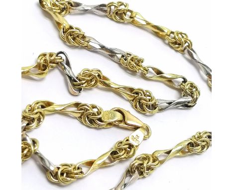 14ct marked bi colour gold fancy link neckchain - 58cm &amp; 36.2g